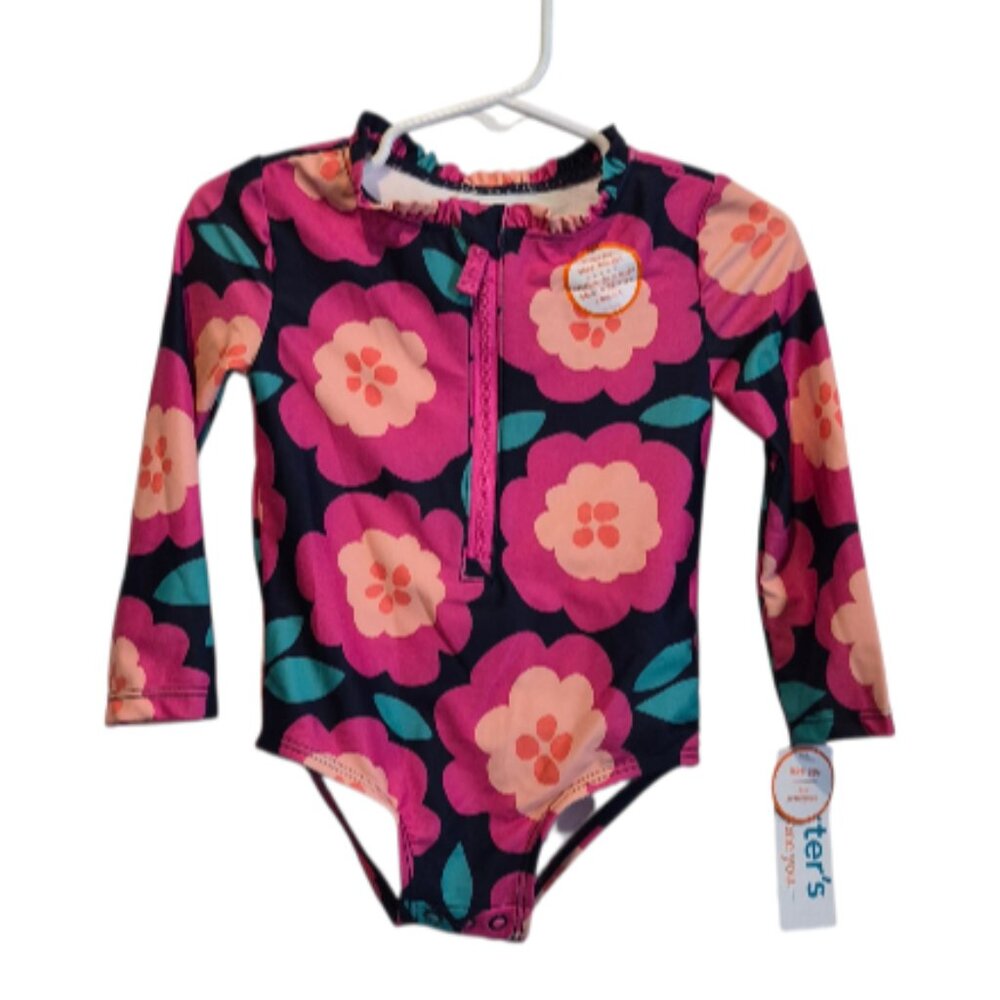Carter's Girls Floral Rashguard Swimsuit One-Piece 18 Months,  NWT